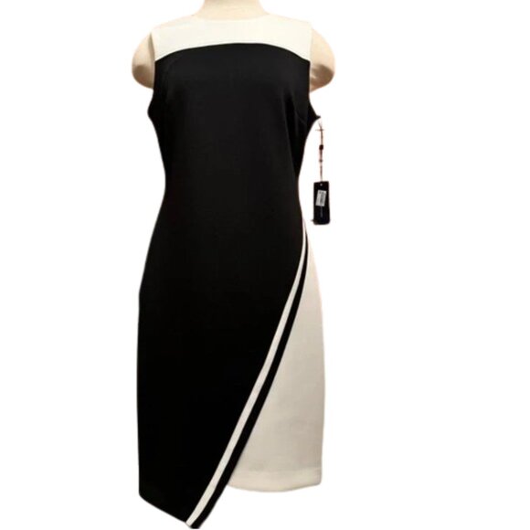 NWT Womens Size 10 Tommy Hilfiger Scuba Knit Asymmetrical Hem Sheath Dress - Picture 4 of 4